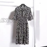 Hnewly Sexy V-Neck Dress Woman Single-Breasted Puff Sleeve White Party Dresses Female Slim High